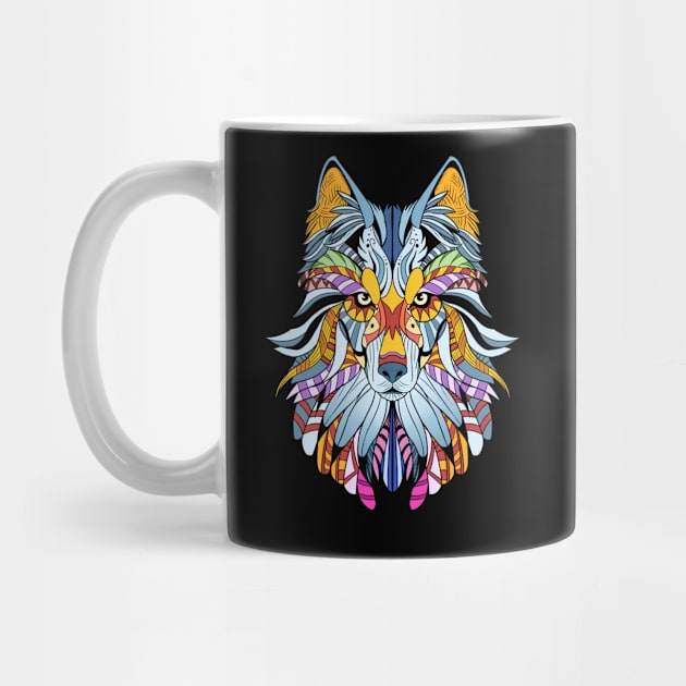 Wolf Gift Product Awesome Native American Art style Wolf Print by Linco